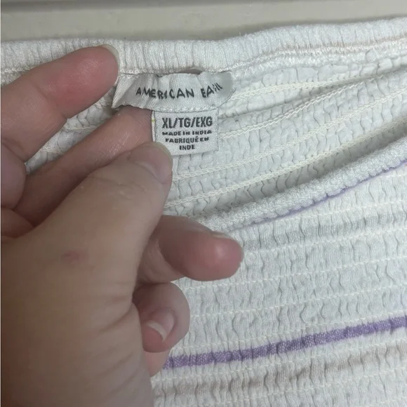 American Eagle Striped Elastic Cropped and Sleeveless Top Cotton Blend - Picture 3 of 6